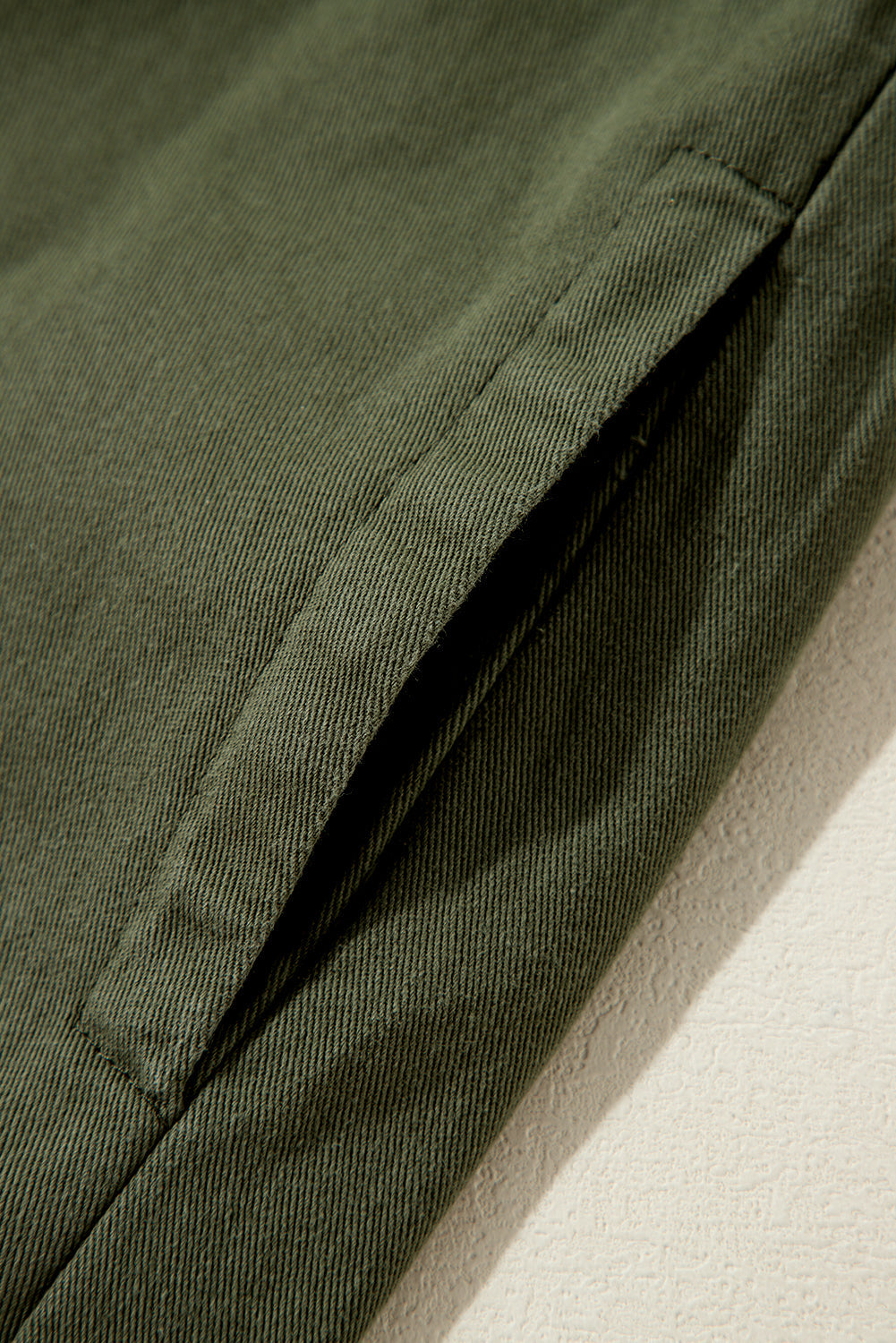 Moss Green Snap Button Zipper Tight Waist Collared Jacket eAura
