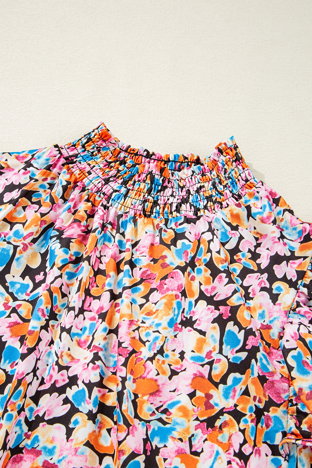 Floral Print Flutter Sleeve Blouse Top eAura