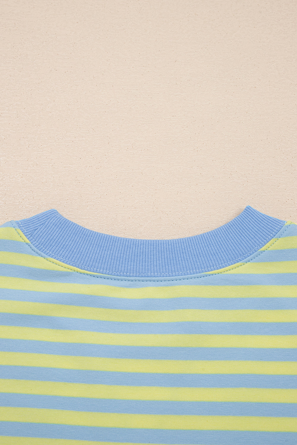 Color Block Detail Long Sleeve Pullover Elastic Waist Pull On Shorts 2pcs Set – Yellow Stripe