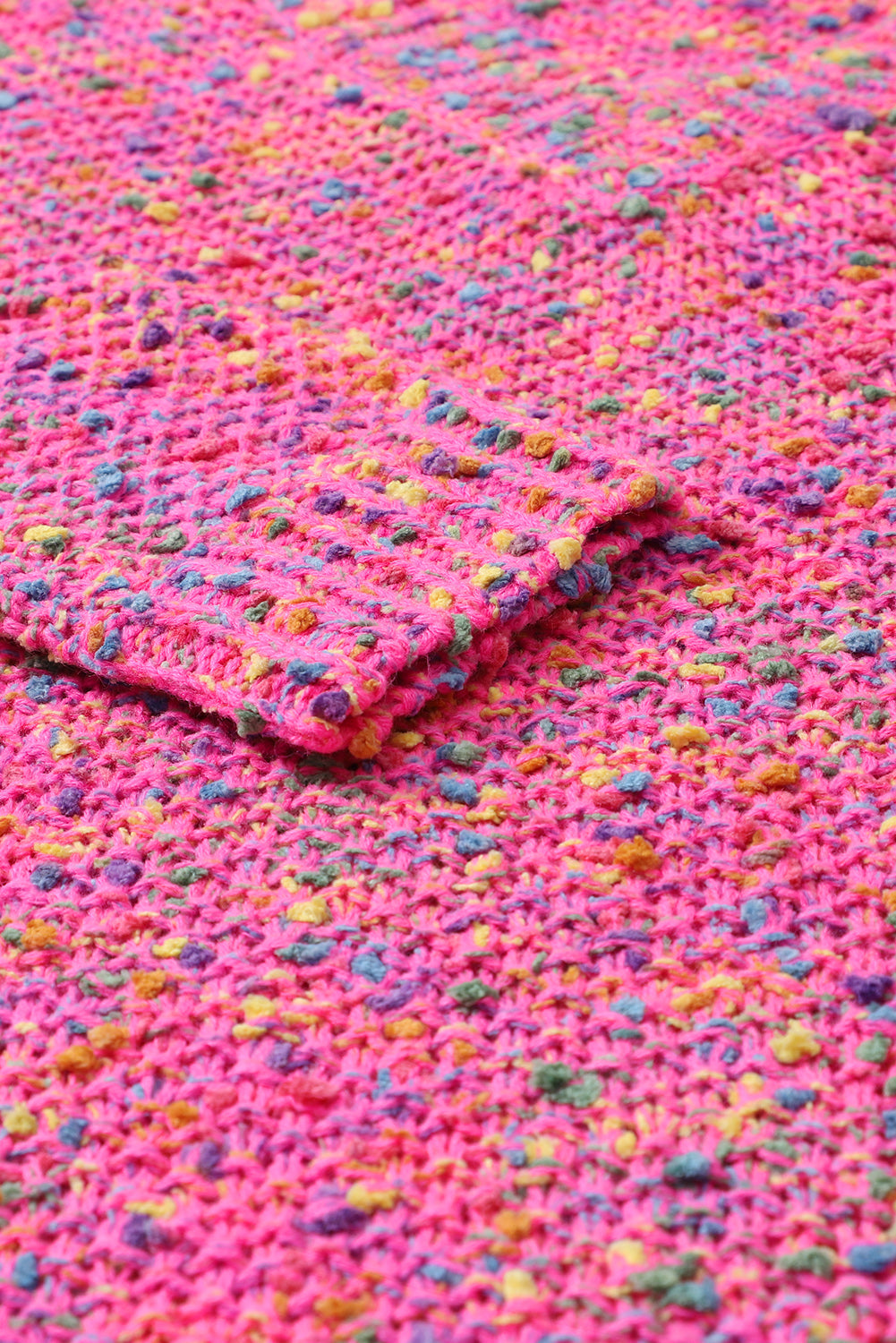 Dark Pink Colourful Spots Knitted V Neck Casual Sweater eAura