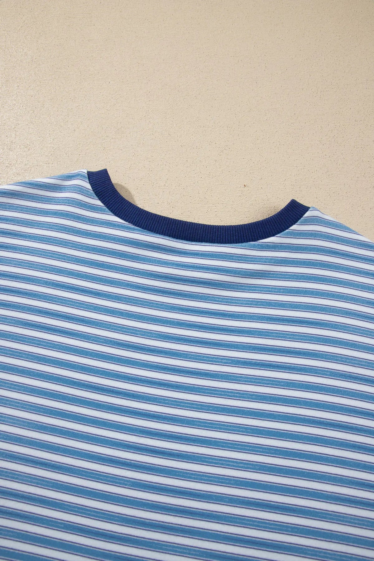 Long Sleeve Oversized Top Pocketed Casual Shorts Two Piece Set – Sky Blue Stripe