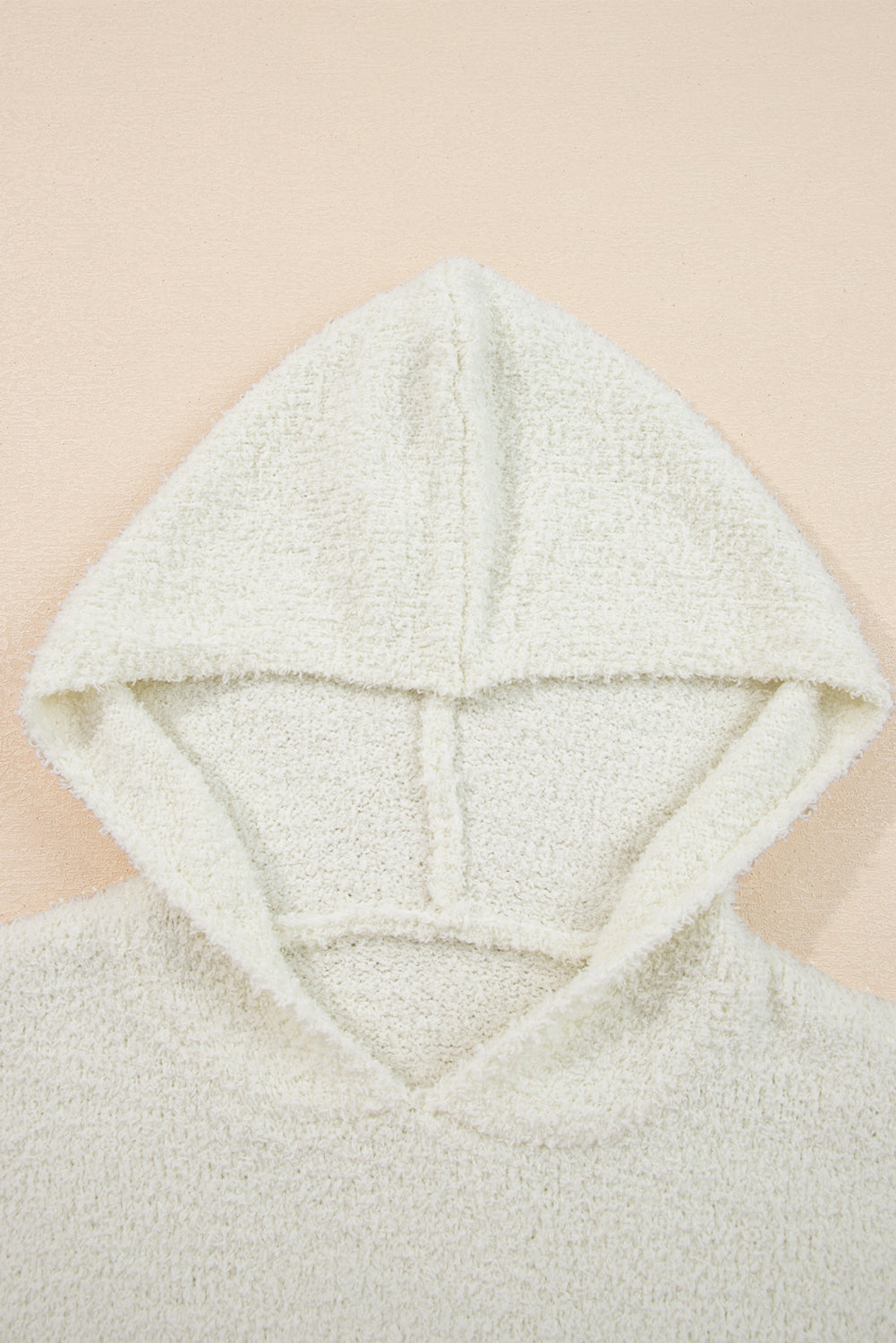 White Multicolored Striped Accent Hooded Popcorn Sweater - eAura