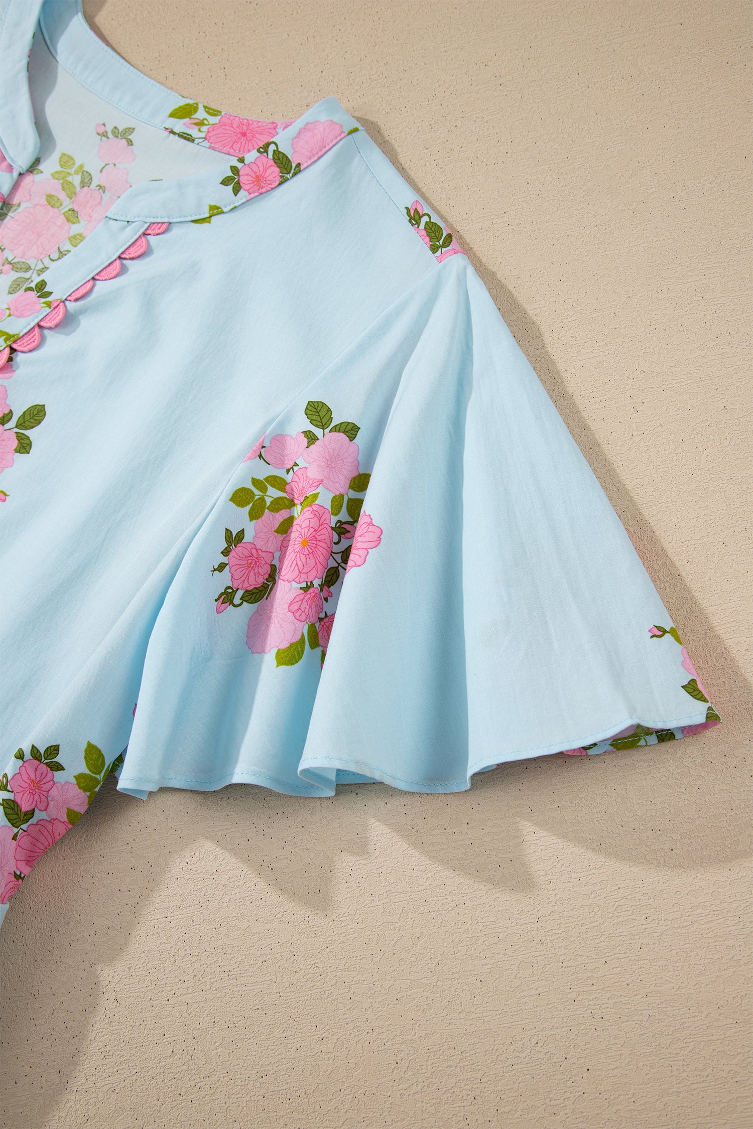 Floral Print Flutter Sleeve Maxi Dress