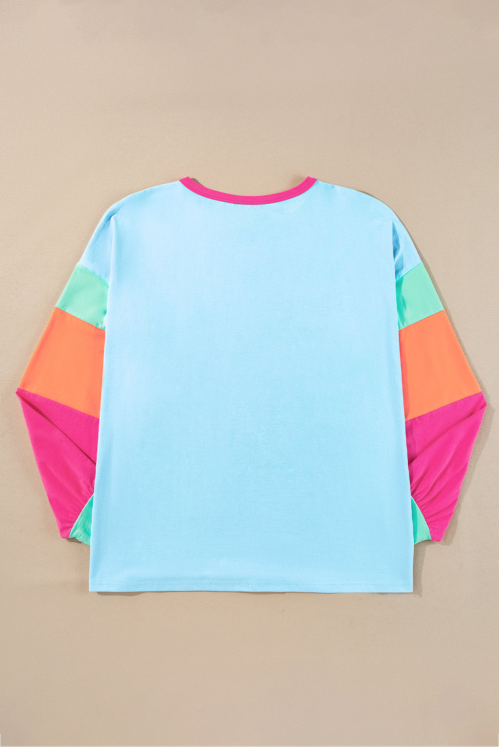 Dark Blue Colourblock Patchwork Long Sleeve Plus Size Top Beagle Boutique Fashion Outlet