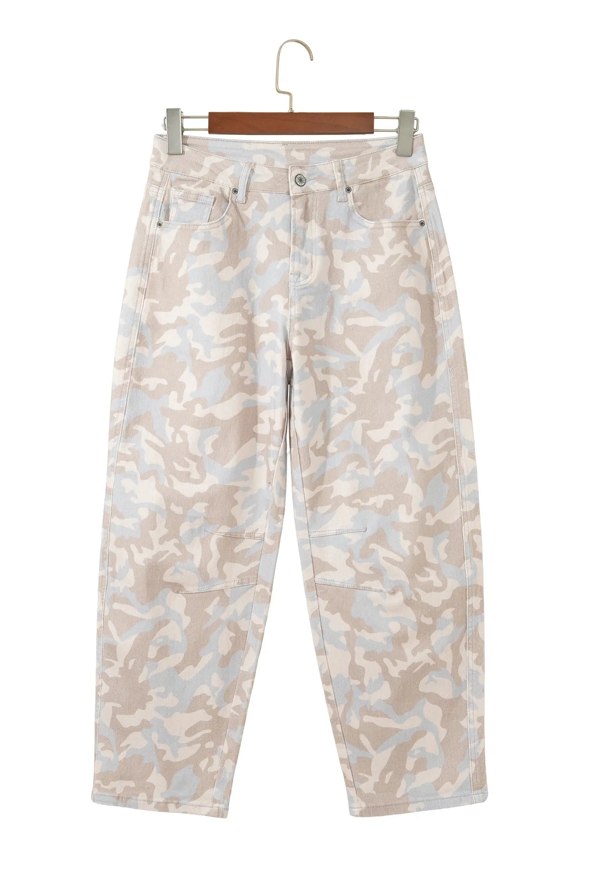 Jeans Ankle-Length Harem Fit with Camouflage Print and Rivet Pocket Detail