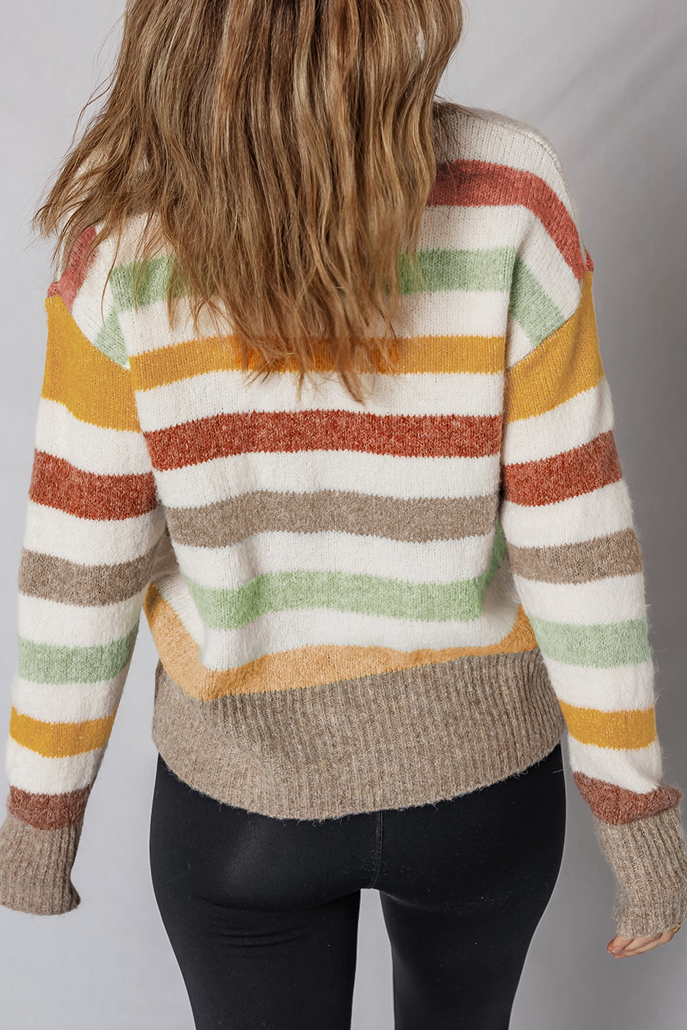 Multicolour Striped Colourblock Drop Shoulder Plus Size Sweater - Size/Plus Sweaters & Cardigans