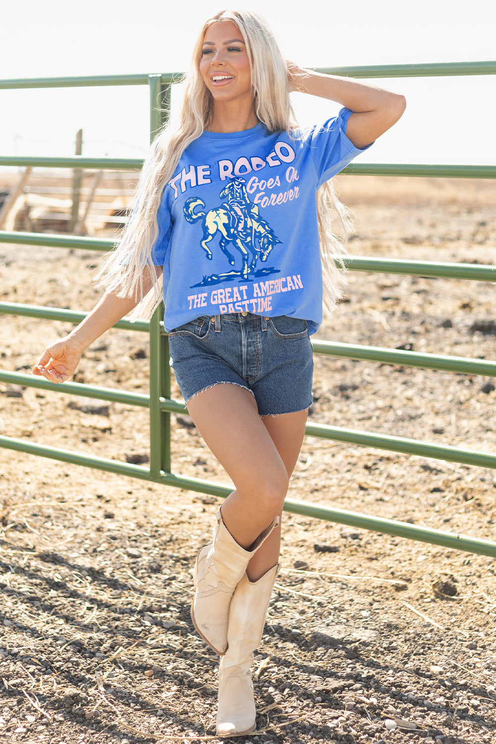 Sky Blue Rodeo Forever Western Graphic Tee eAura