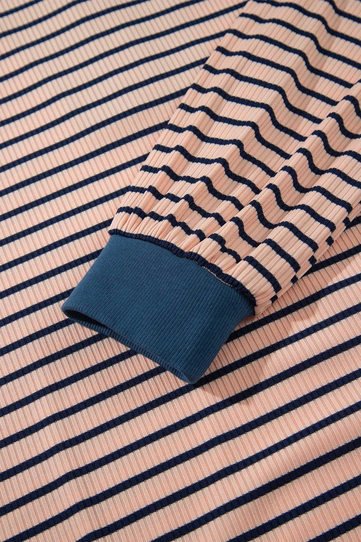 Striped Colourblock V Neck Long Sleeve Plus Size Set – Pink Stripe