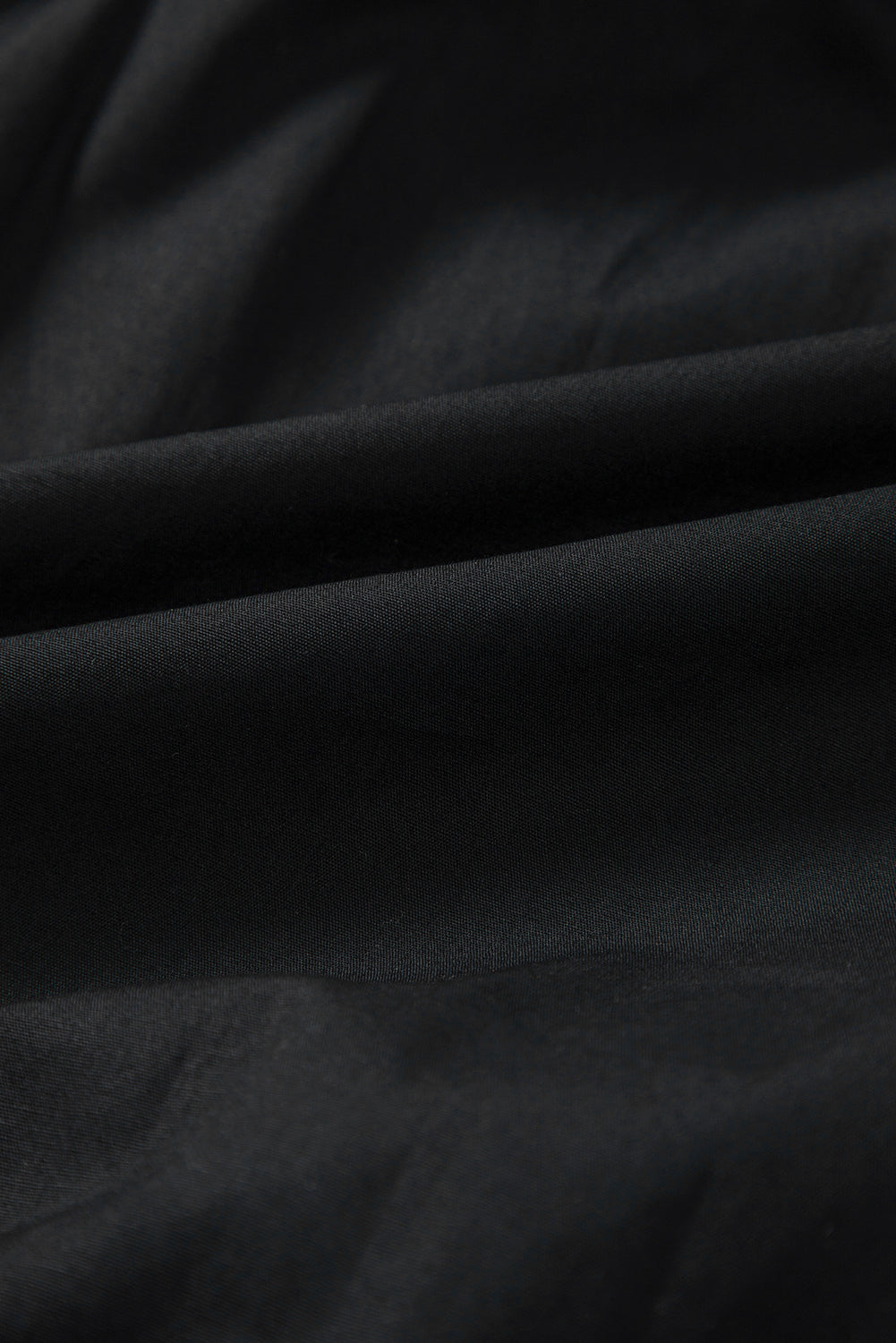 Black Shirt Style Button Down Puff Sleeve Ruffle Hem Dress eAura