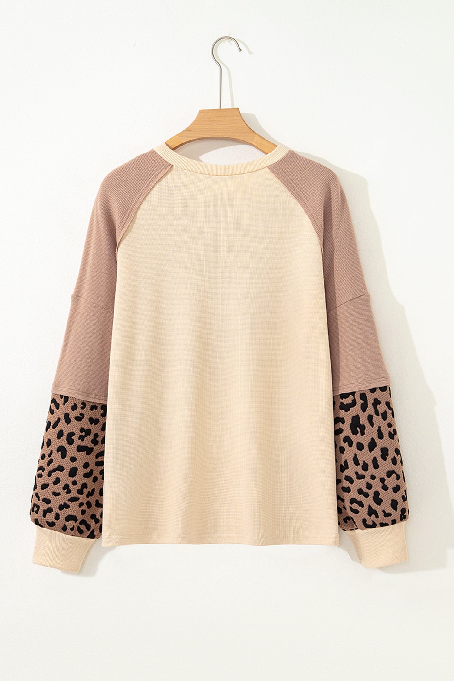 Leopard Star Patchwork Textured Baggy Sweatshirt - Tops/Sweatshirts & Hoodies