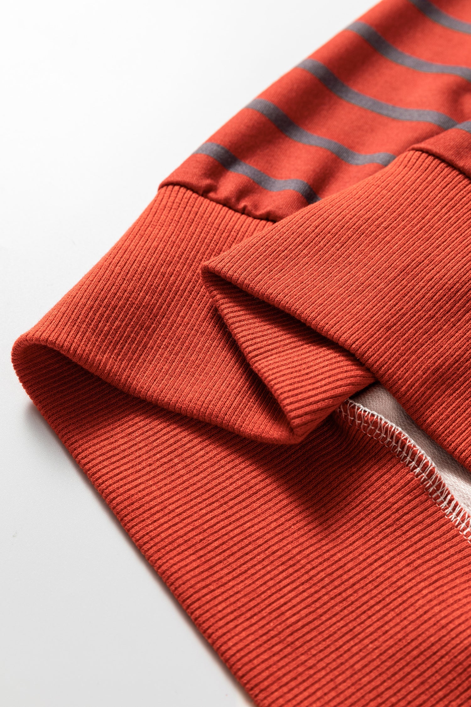 Orange Stripe Contrast Sleeve Drop Shoulder Sweatshirt - eAura