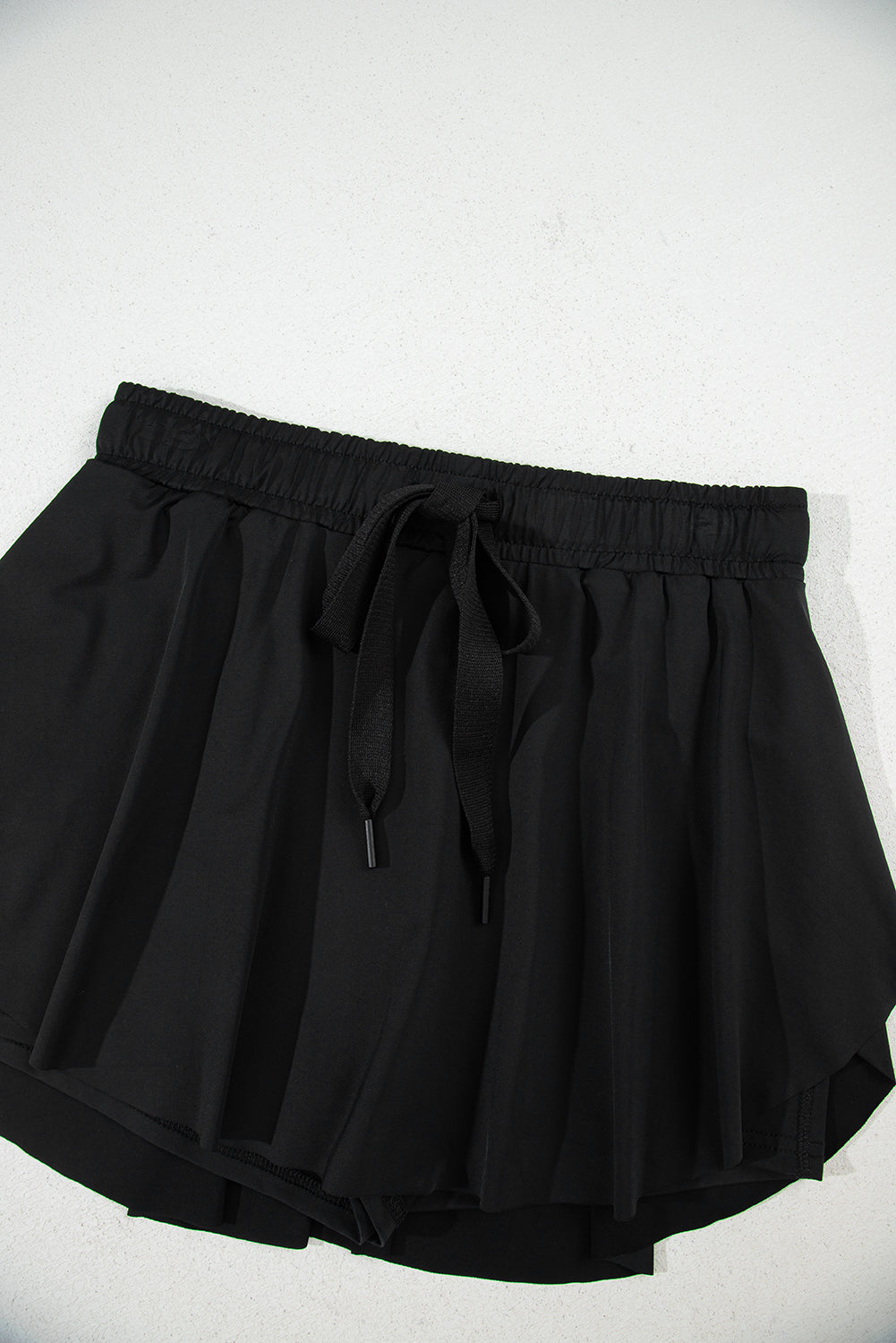 Black Drawstring High Waist Lined Tennis Skorts eAura
