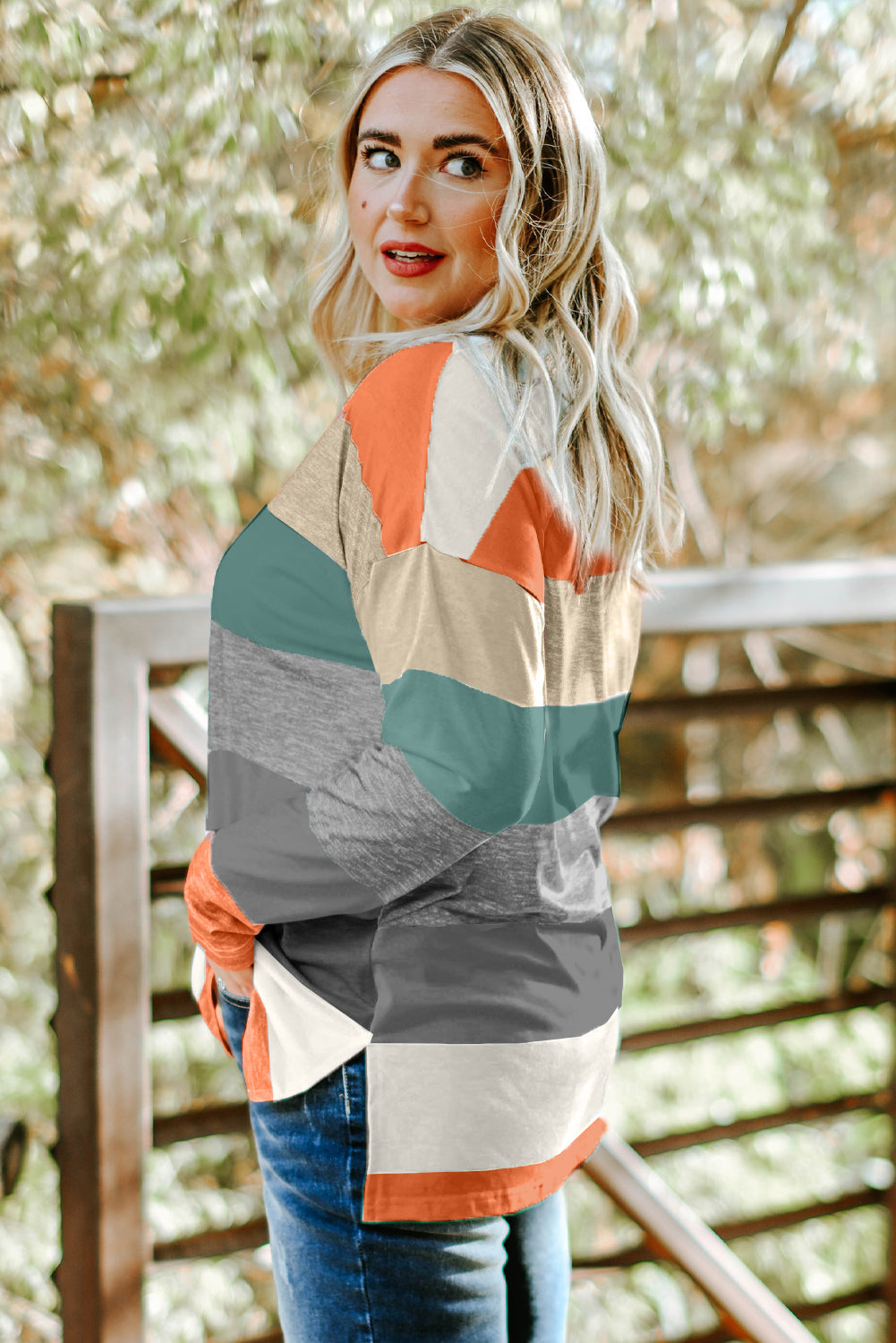 Green Plus Size Colorblock Pullover Top BB Fashion Outlet