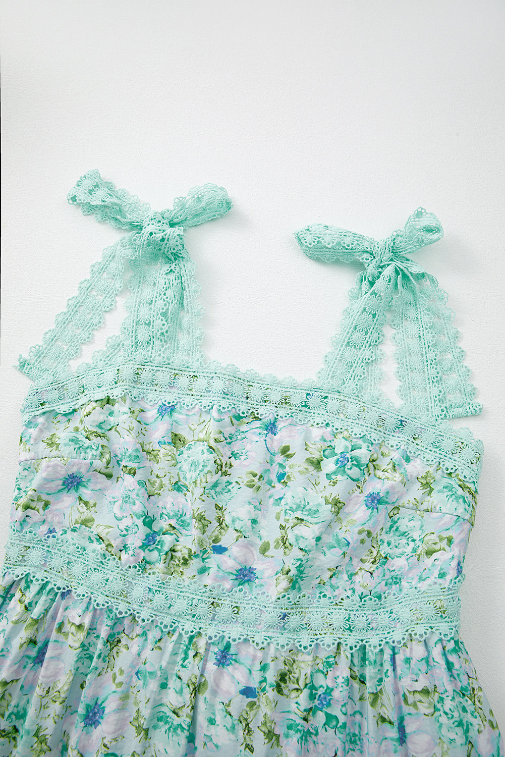 Rose Floral Lace Tied Strap Empire Waist Maxi Dress eAura