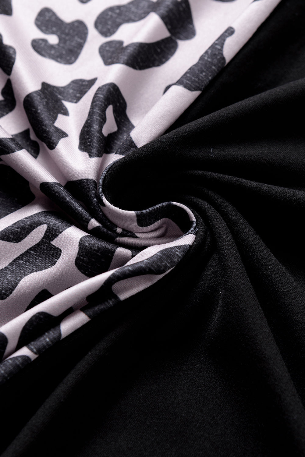 Black Half Leopard Patchwork Plus Size T-shirt BB Fashion Outlet