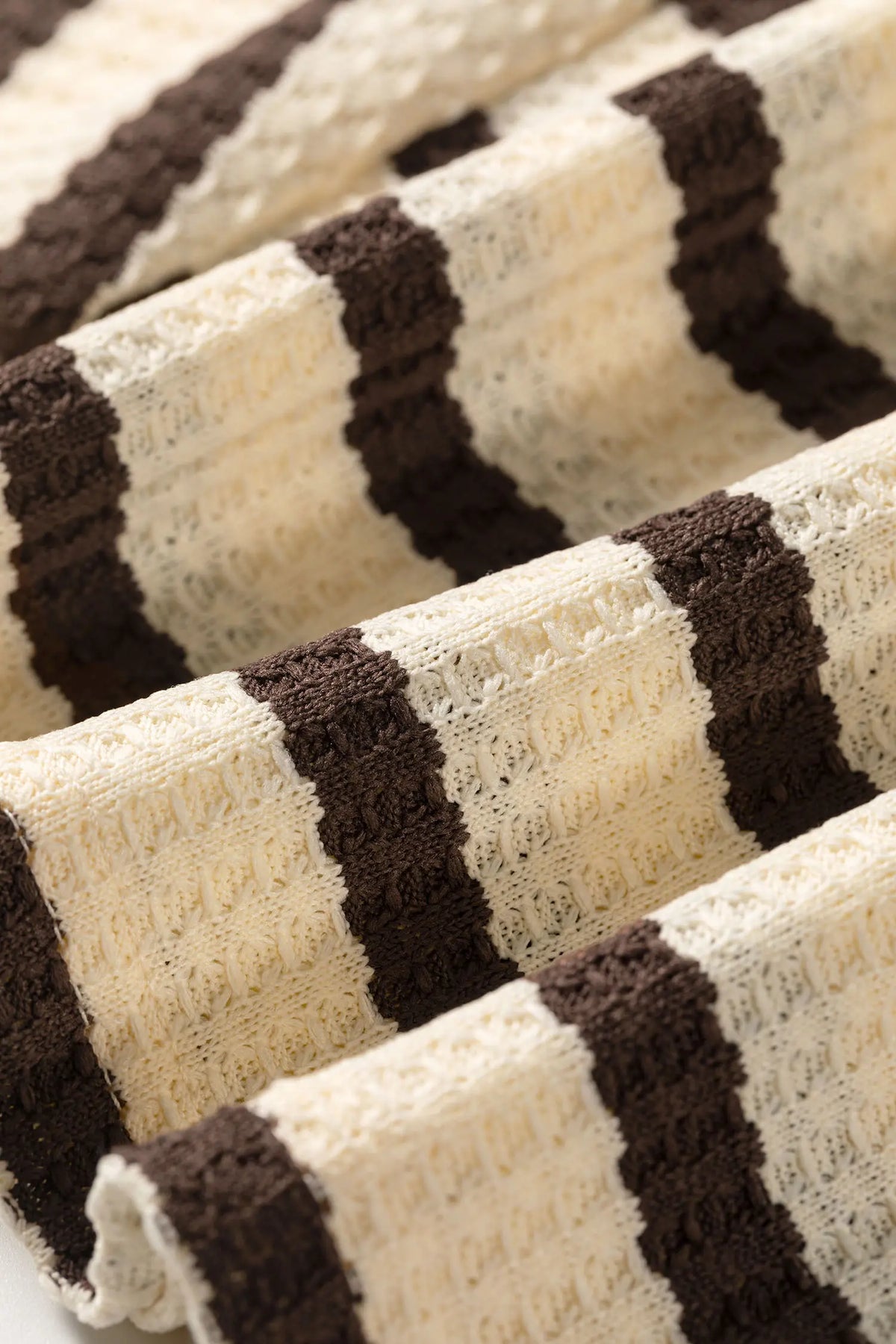 Patchwork Ribbed Cuff Casual Pullover Sweatshirt – Brown Stripe