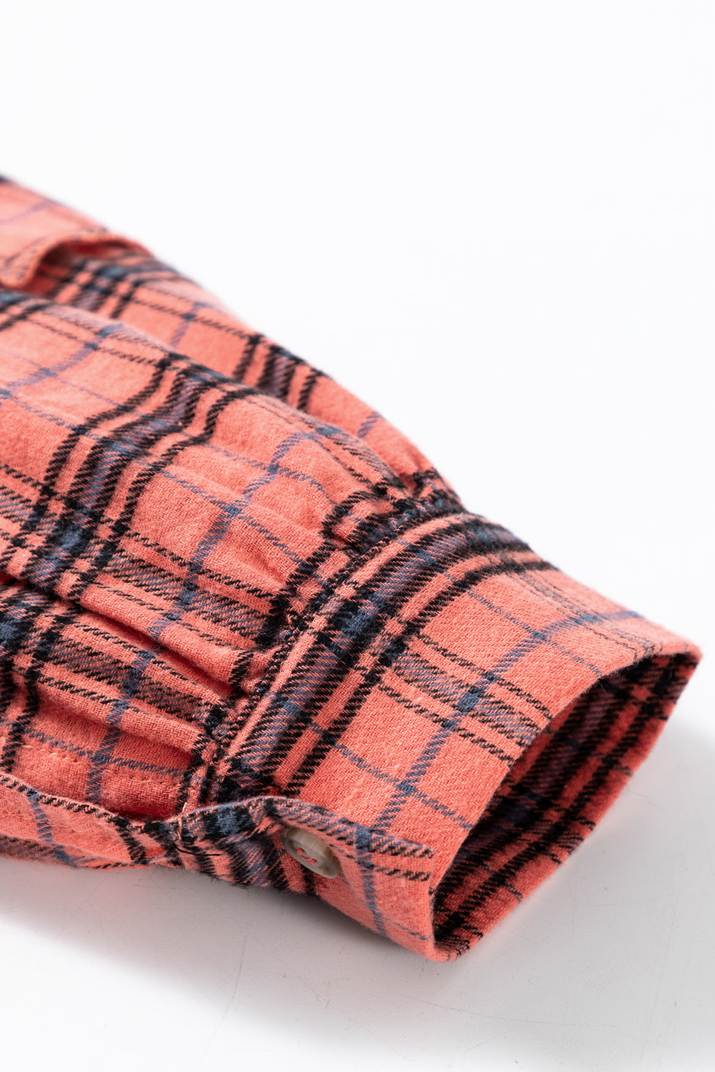 Red Plaid Long Sleeeve Side Split Distressed Hem Shirt eAura
