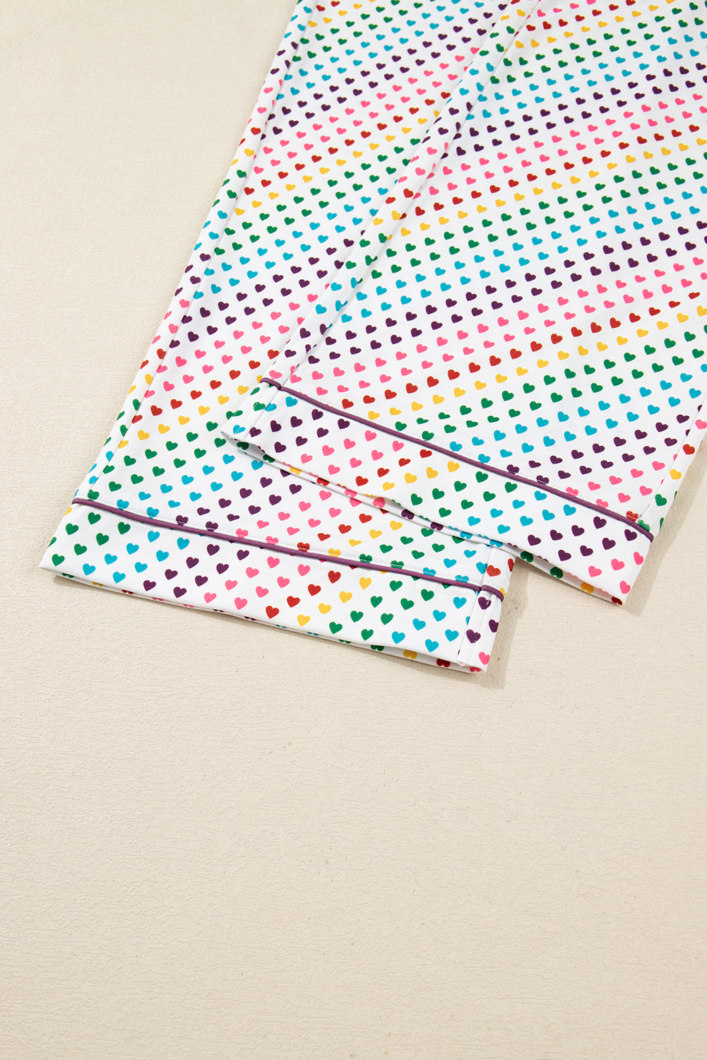 White Heart Print Long Sleeve Pyjama Set - eAura