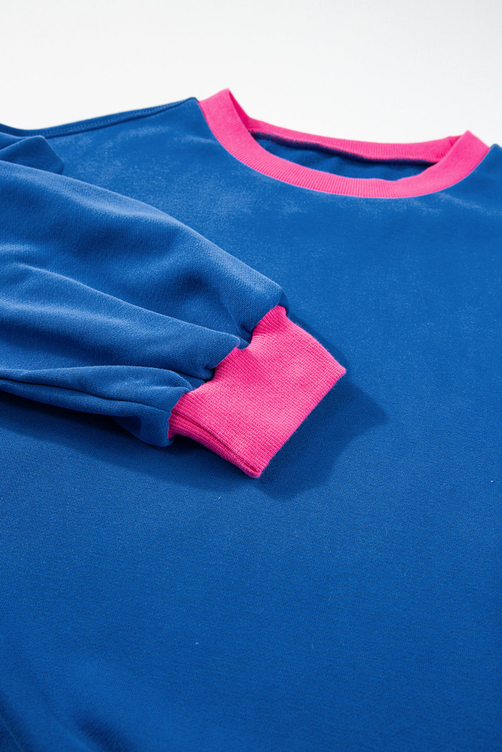Blue Colourblock Bubble Sleeve Sweatshirt eAura