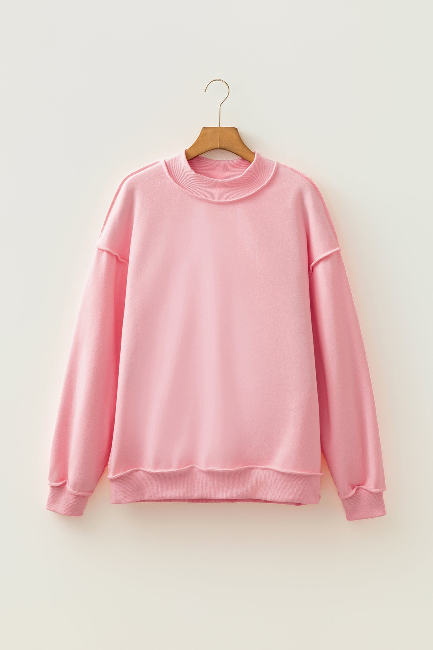 Black Oversize Drop Shoulder Reversible Mock Neck Sweatshirt