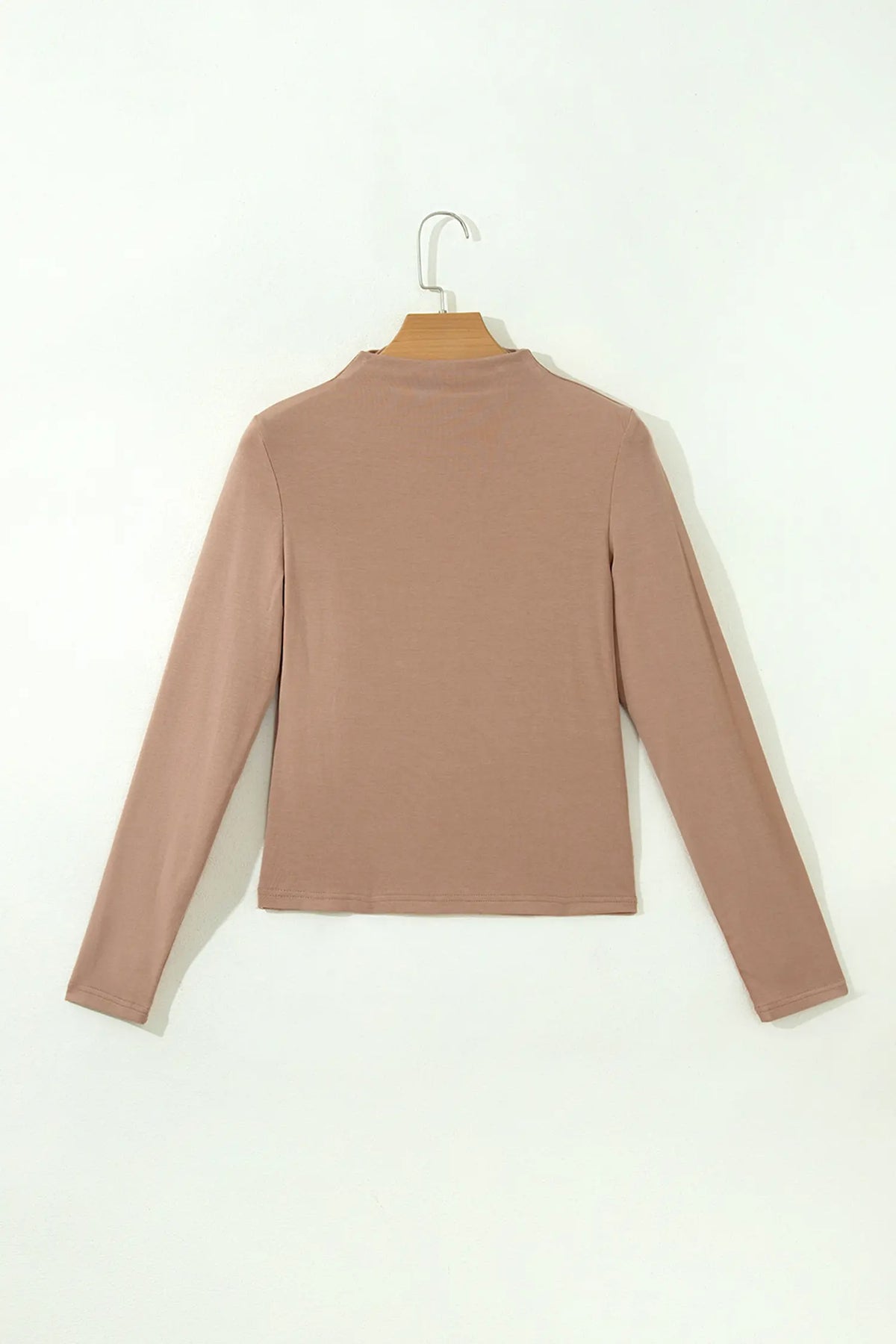 Solid Colour Ribbed High Neck Long Sleeve Sheath Top – Straw Yellow