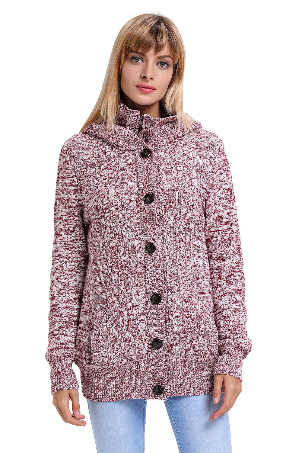 Dark Grey Long Sleeve Button-up Hooded Cardigans eAura