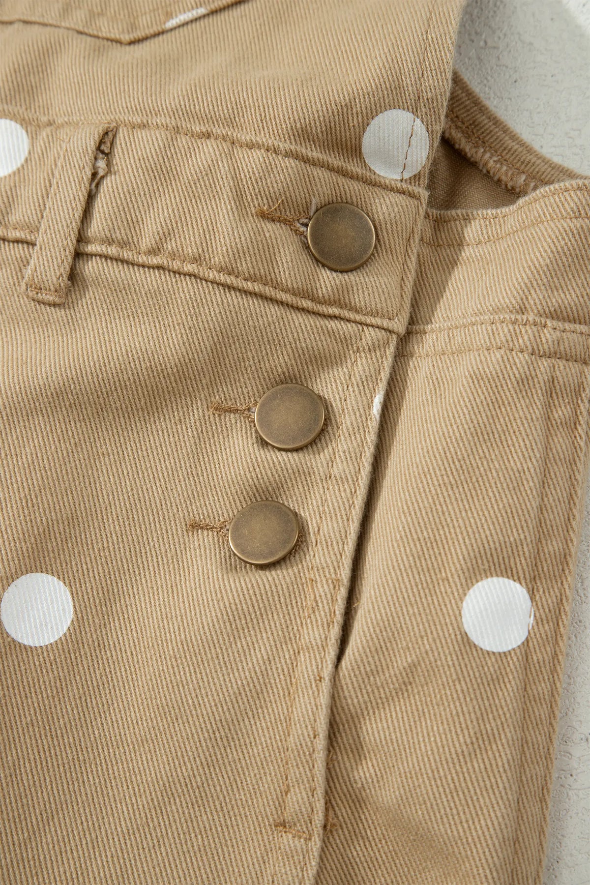 Polka Dot Print Bib Pocket Denim Barrel Overalls