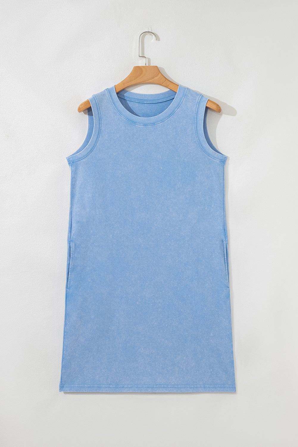 Mineral Wash Sleeveless Mini Dress with Pockets eAura