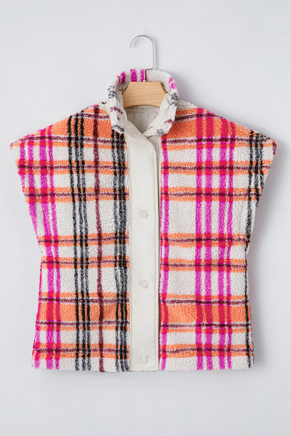 Rose Sherpa Plaid Jacket Gilet eAura
