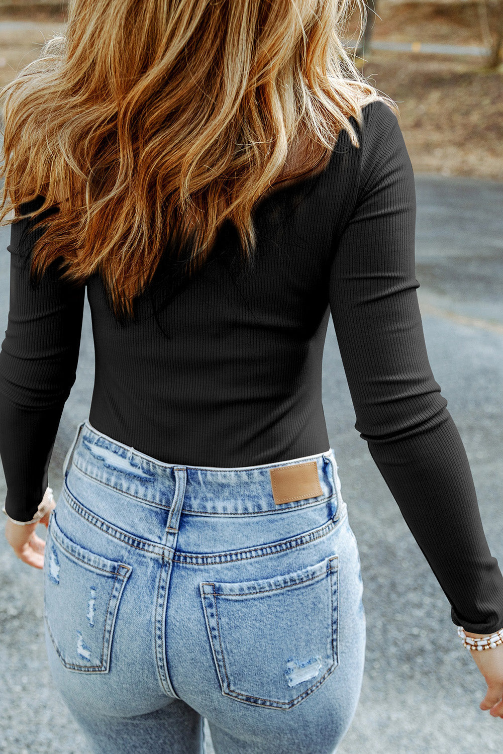 Khaki Ribbed Knit High Neck Long Sleeve Top eAura