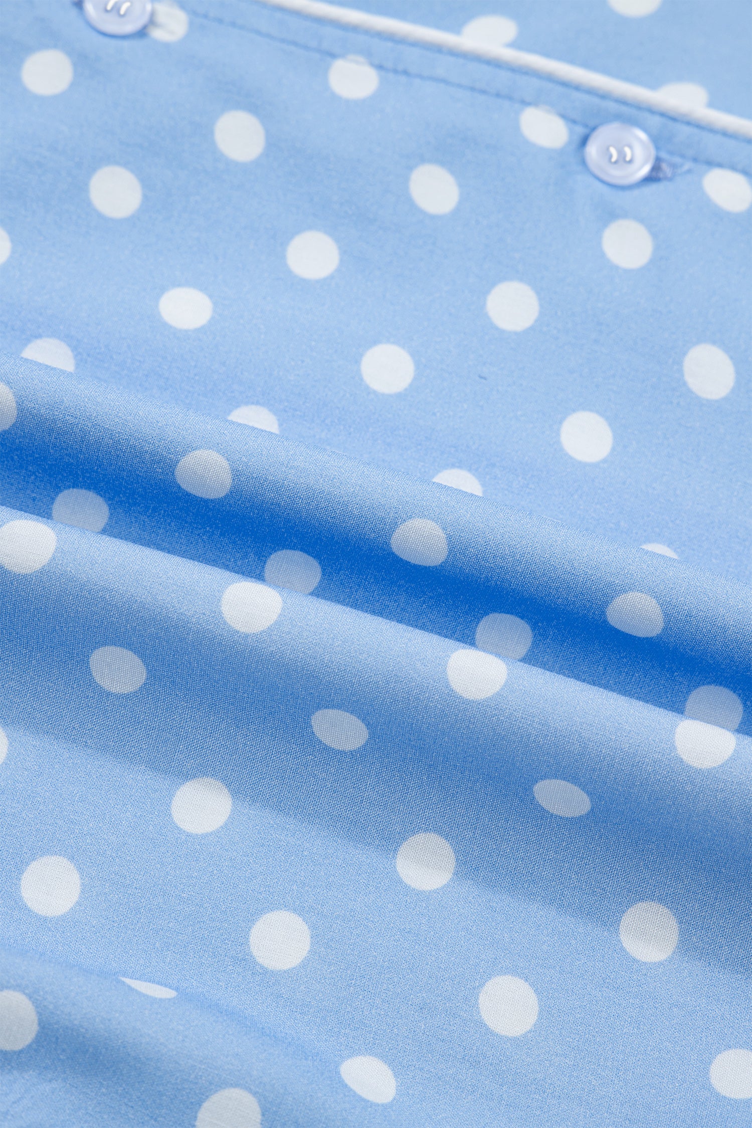 Sky Blue Dotted Print Soft Short Pajama Set – Light Blue