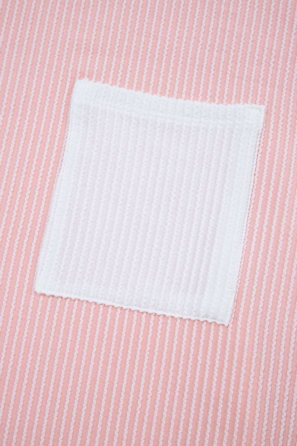 Ribbed Knit Colour Block Pocketed Crew Neck T Shirt eAura