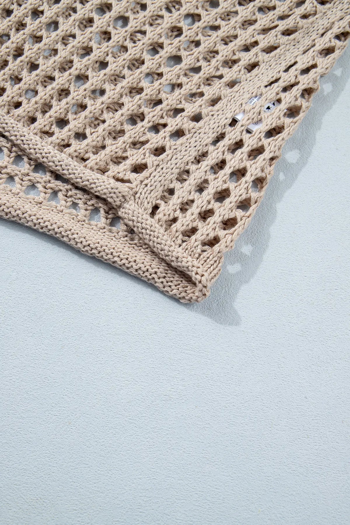 Star Pattern Crochet Hooded Drawstring Sweater – Sage Green