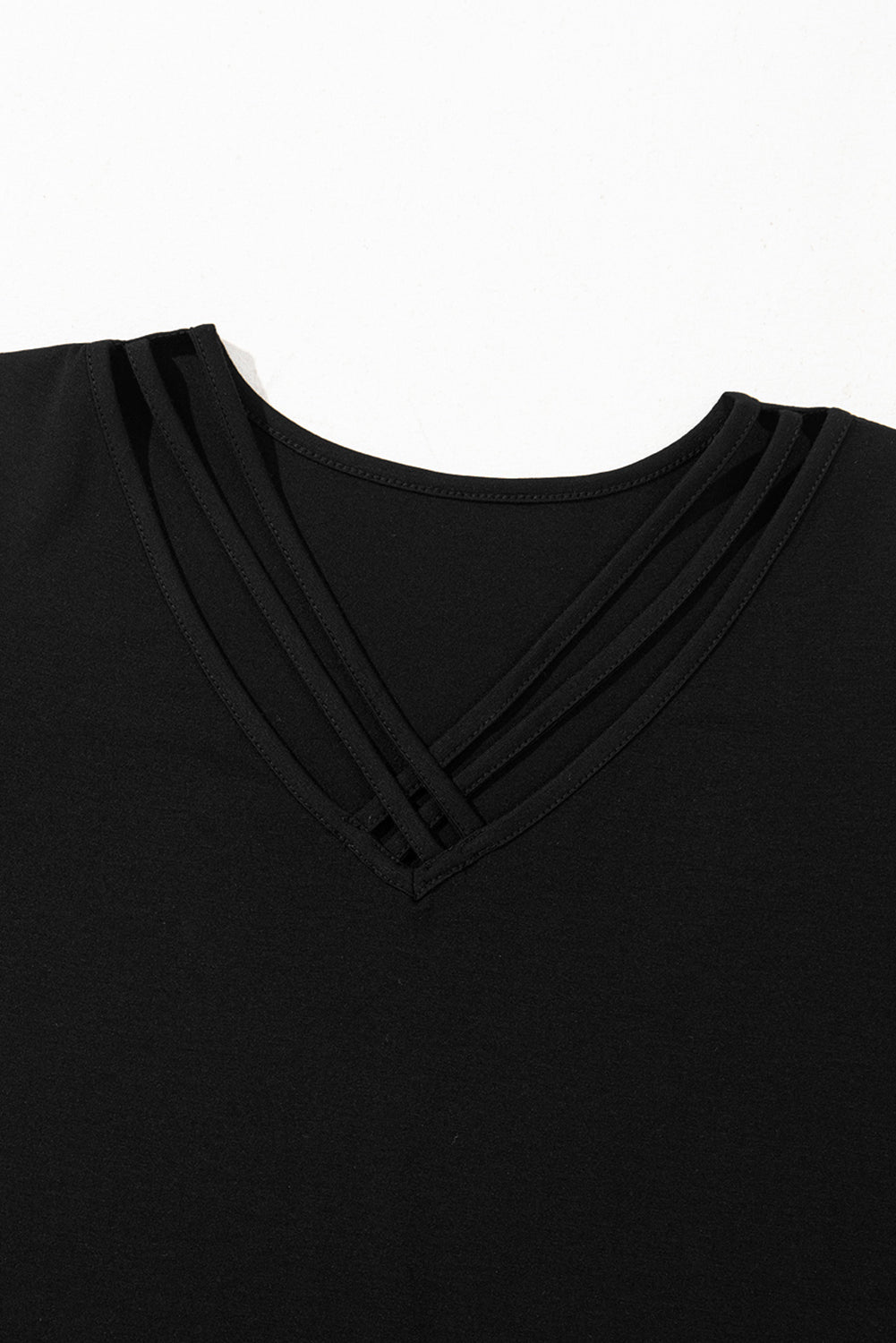 Black Crisscross V Neck Butterfly Sleeve T Shirt eAura