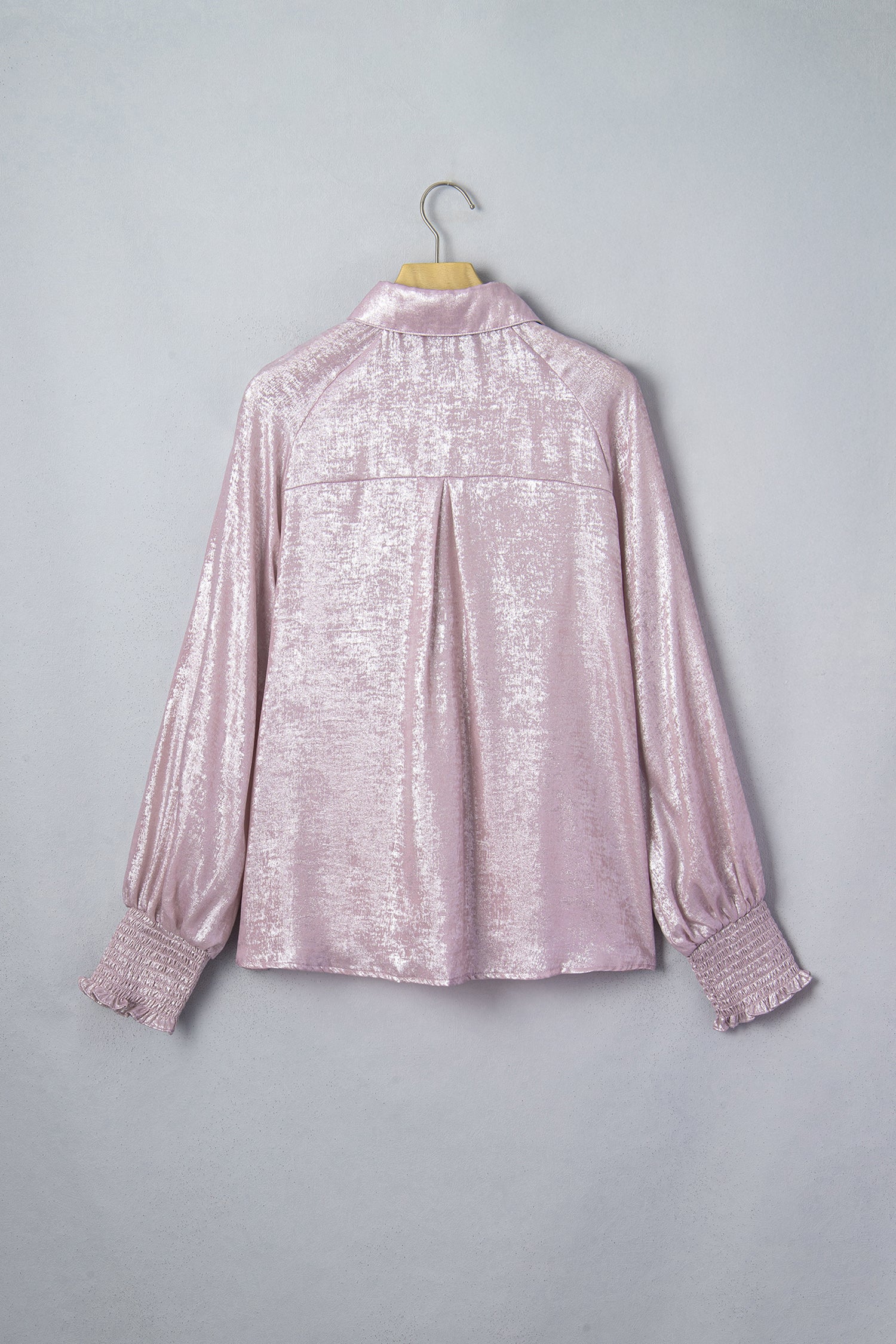 Long Sleeve Button Front Ruffle Cuffs Back Paneling Shirt – Delicacy