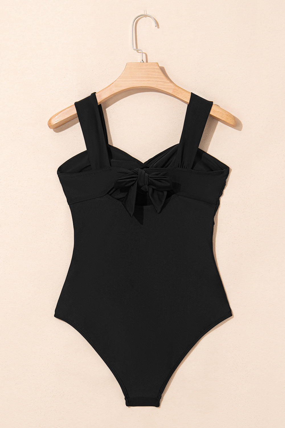 Black Cut out Twist Bowknot Backless One Piece Swimsuit eAura