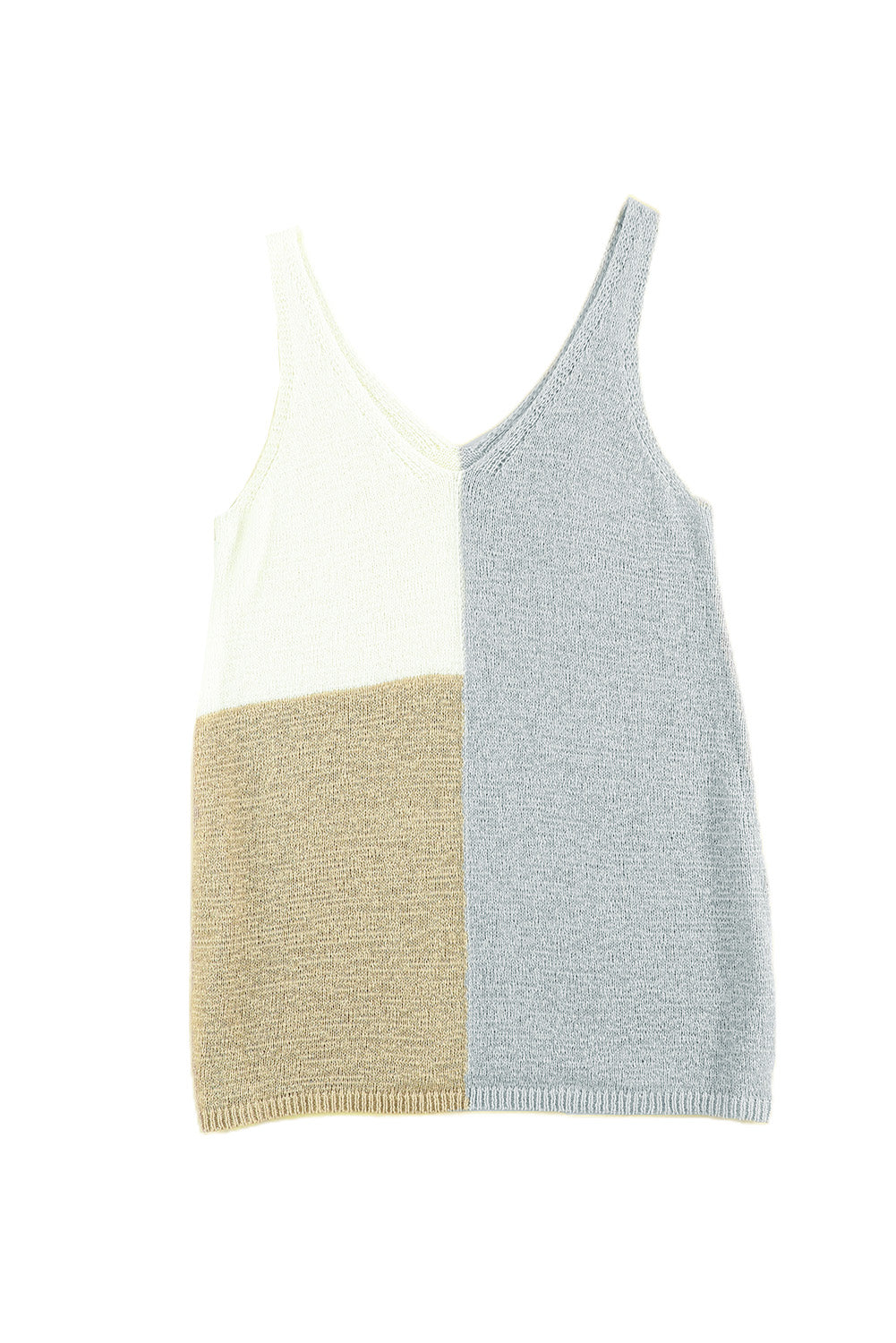 Grey Colour Block Knitted Tank Top eAura