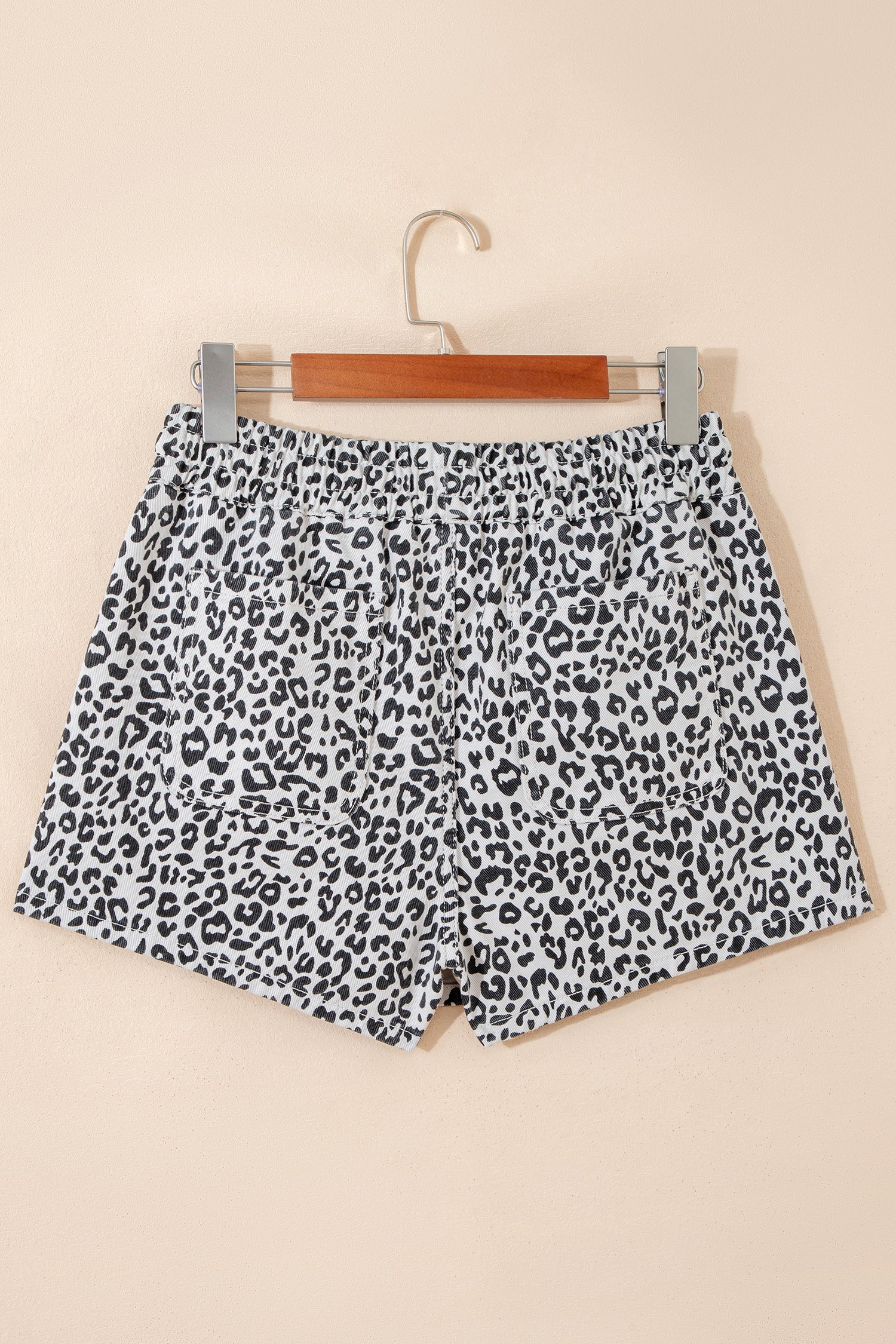 Leopard Print Tassel Drawstring Casual Denim Skort – Khaki