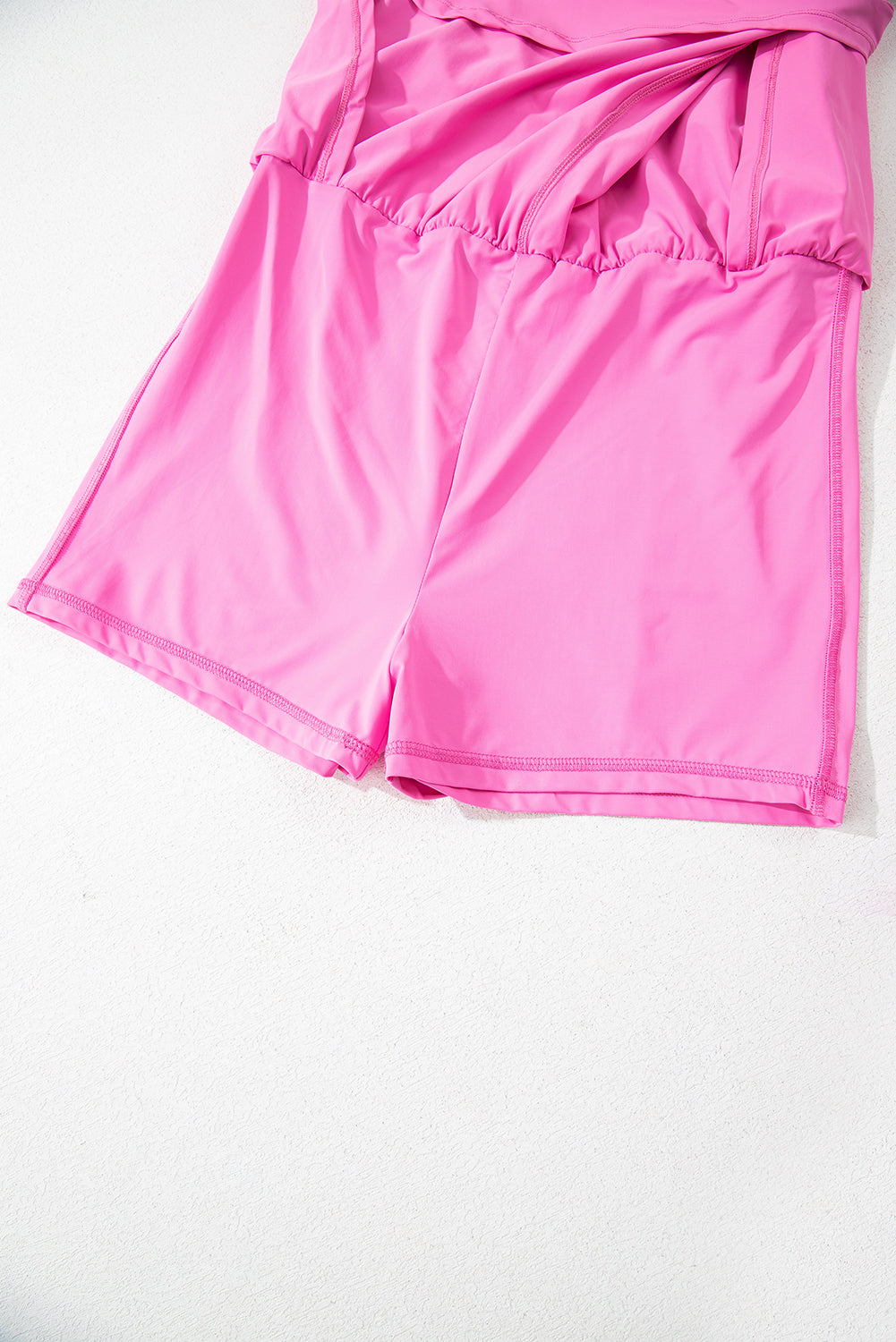 Sachet Pink Plain Sleeveless Loop Drawstring Cinched Waist Romper BB Fashion Outlet