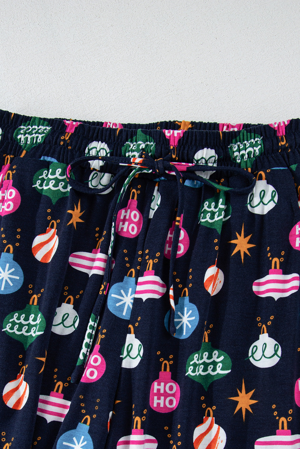 Navy Christmas Lights Print Shirt Pyjama Set eAura