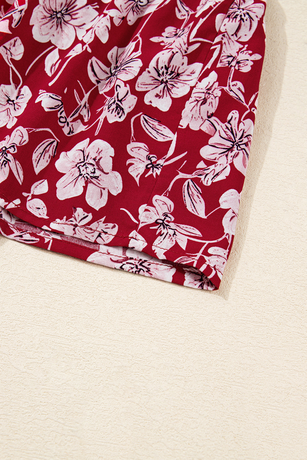 Purple Plus Floral Balloon Sleeve V Neck Relaxed Dress - eAura