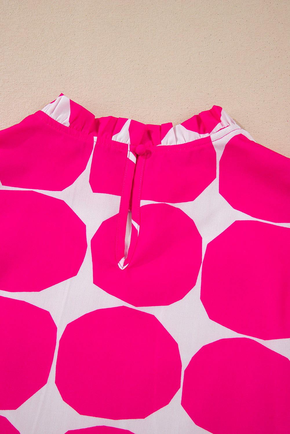 Rose Bubblegum Pattern Frilled Collar Flutter Sleeve Top eAura