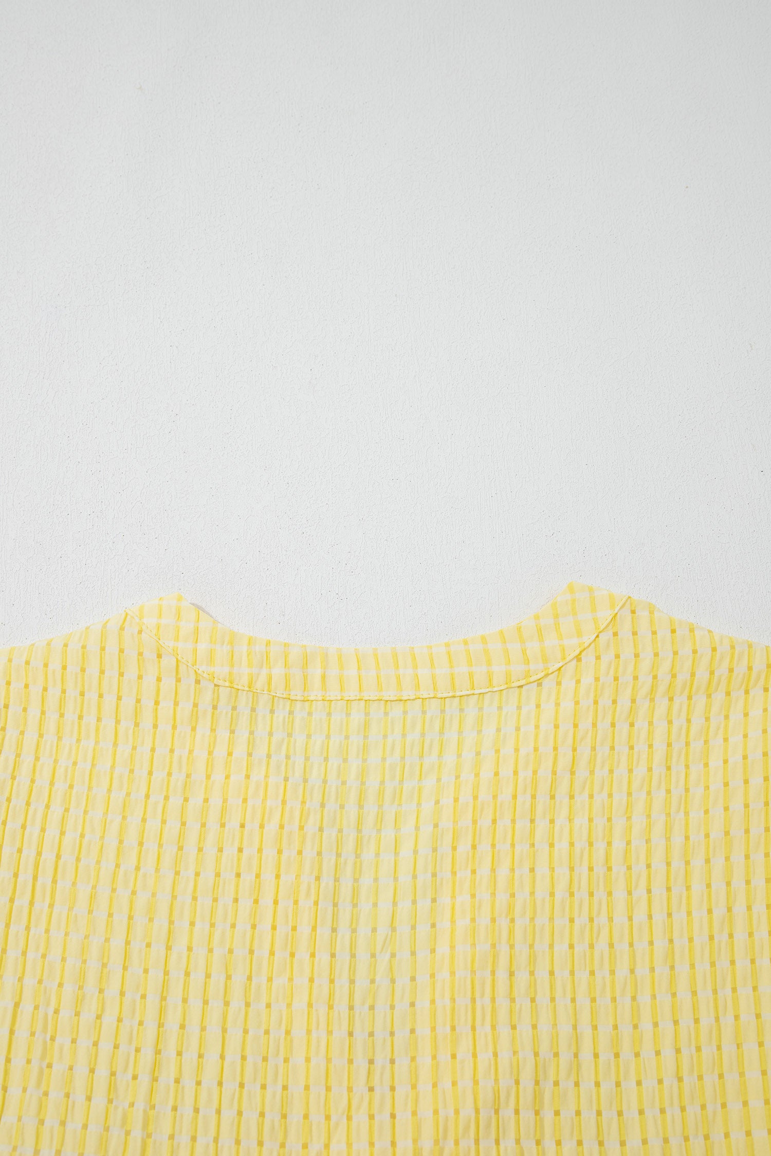 Gingham Textured Bow Tie Sleeve Tiered Midi Dress with Pockets