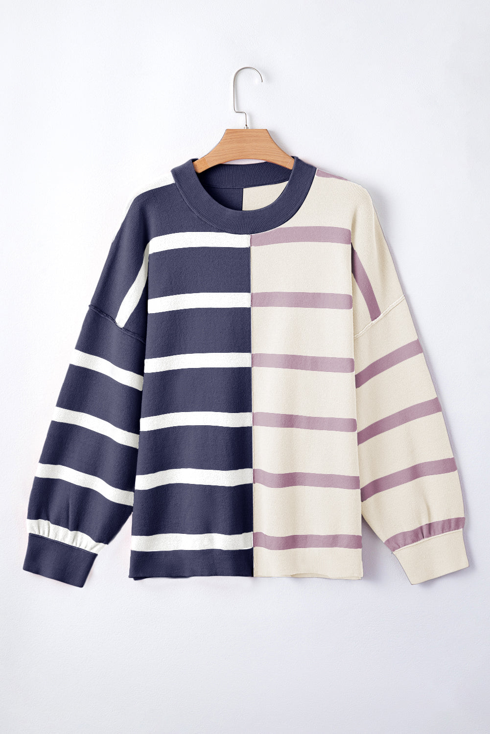 Pink Stripe Colourblock Oversized Sweater eAura