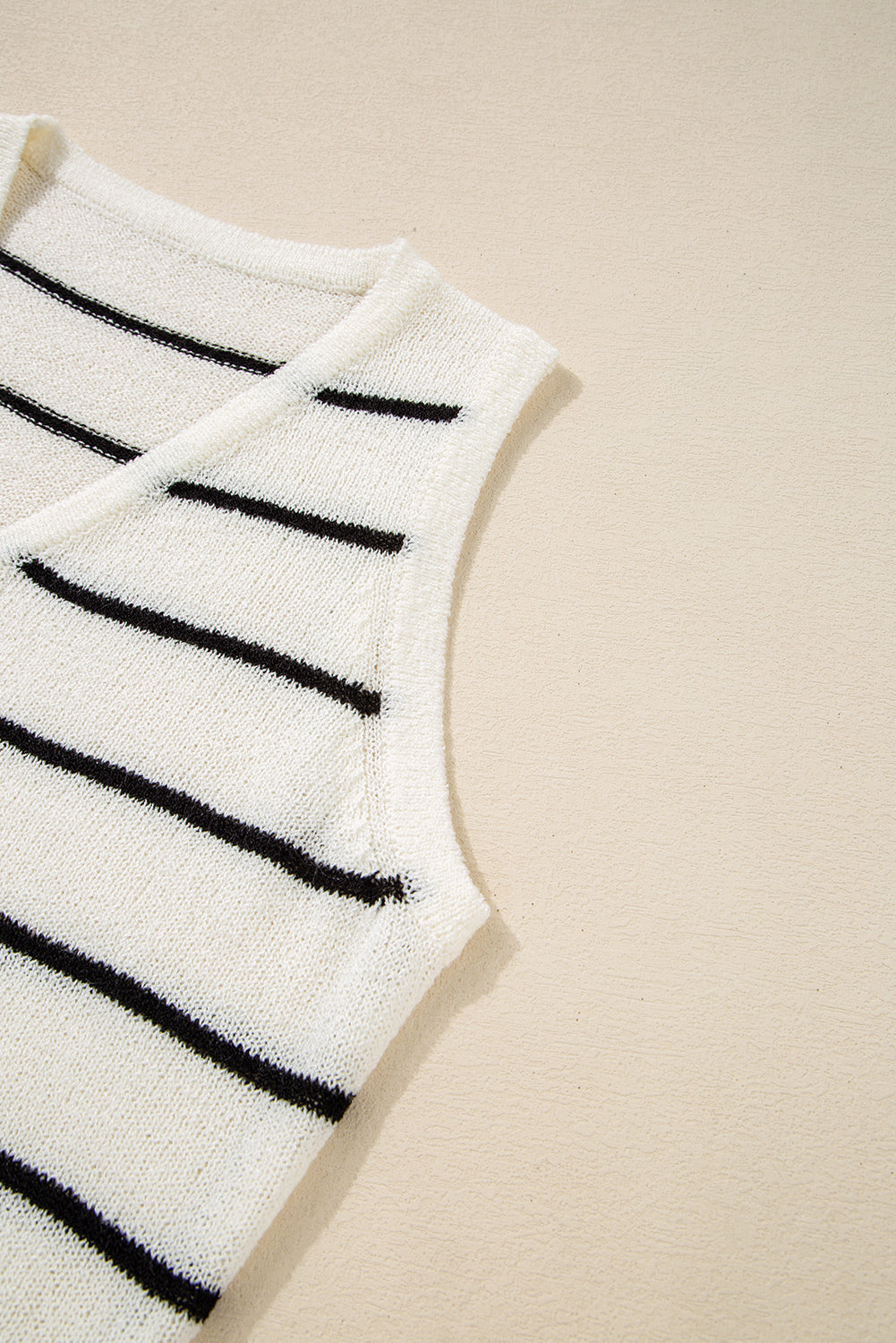 Black Stripe Buttoned V Neck Slim Fit Sweater Vest eAura