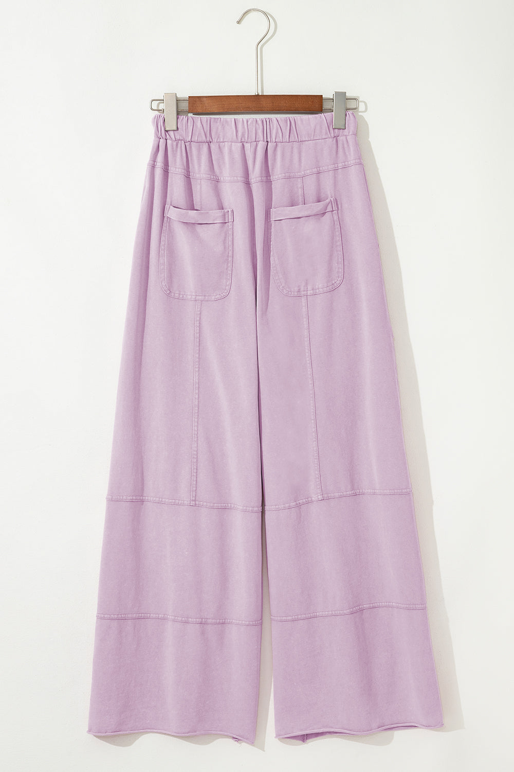 Mineral Wash Exposed Seam Drawstring High Waist Wide Leg Cargo Trousers eAura