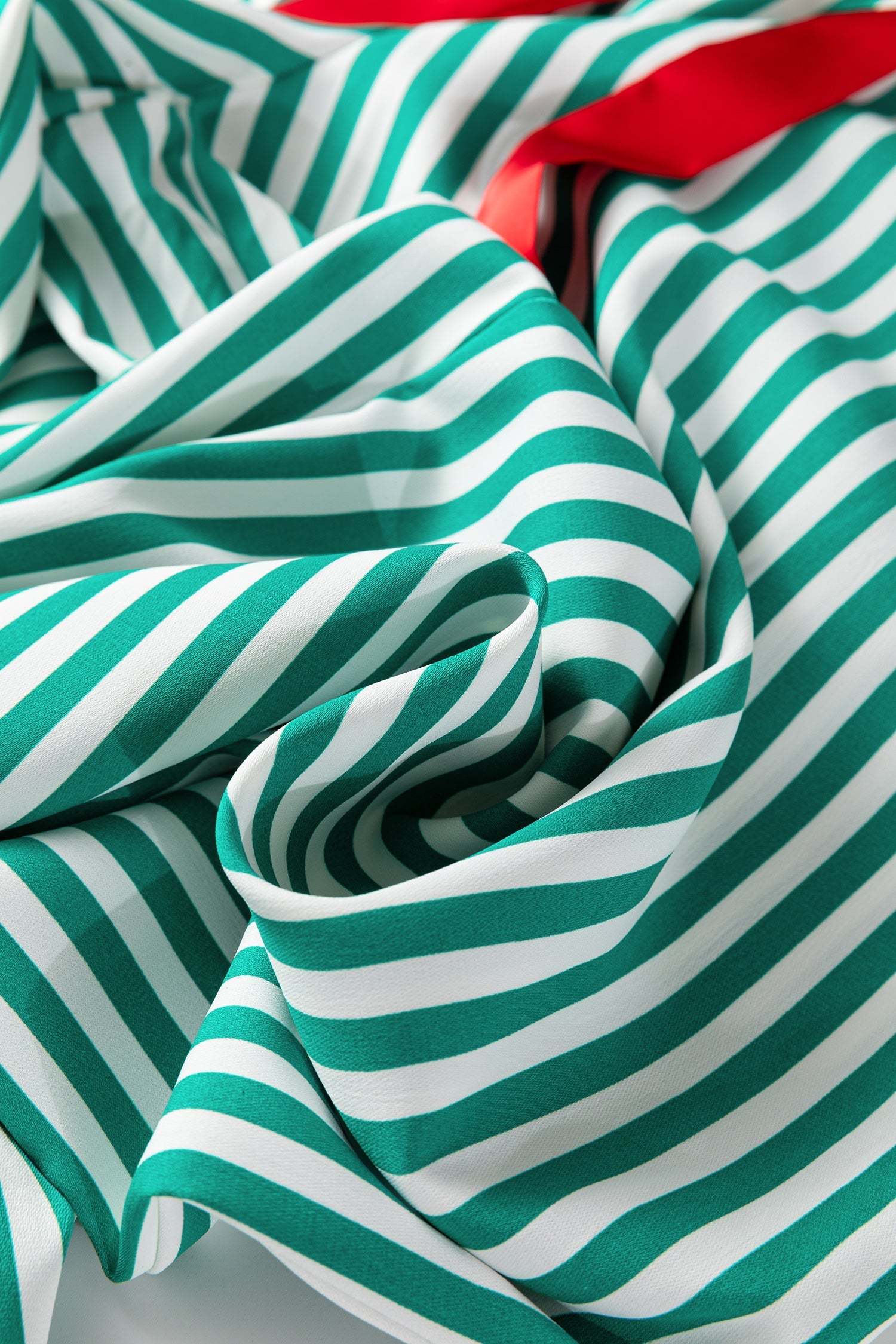 Striped Contrast Velvet Trim Bow Knot Waist Pyjama Set - Loungewear & Sleepwear/Sleepwear