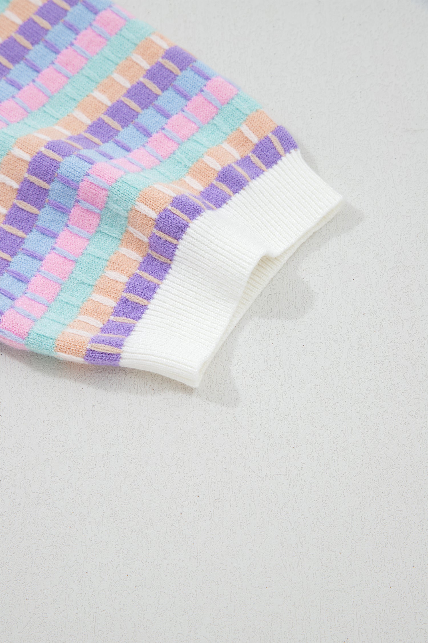 Abstract Striped Knit Short Sleeve Sweater