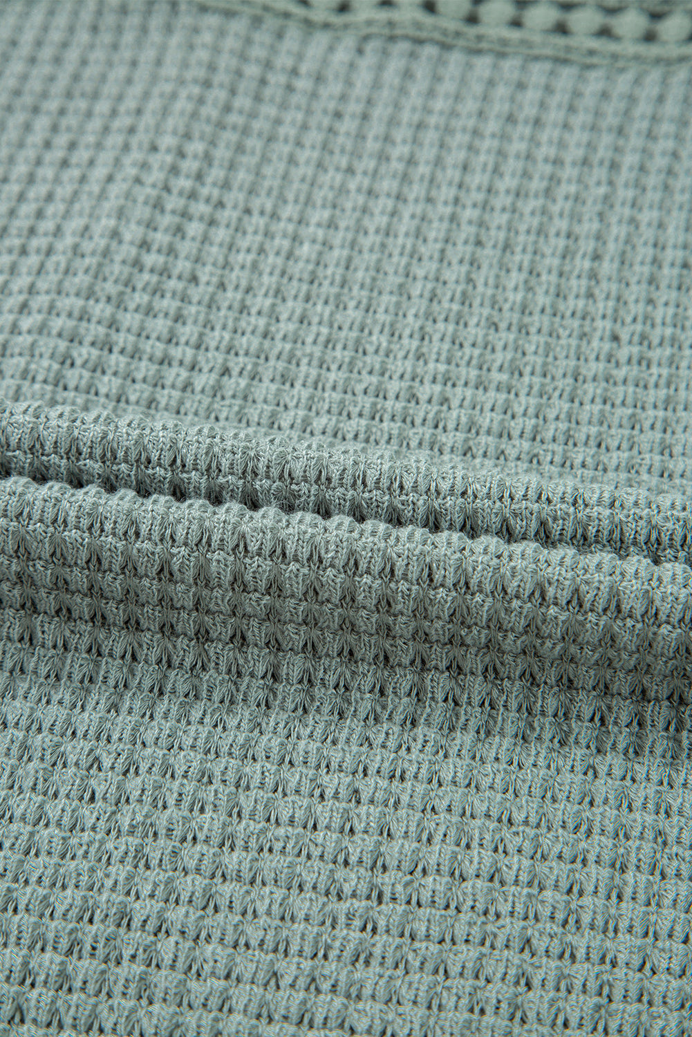 Mist Green Lace Patchwork Waffle Short Sleeve Top eAura