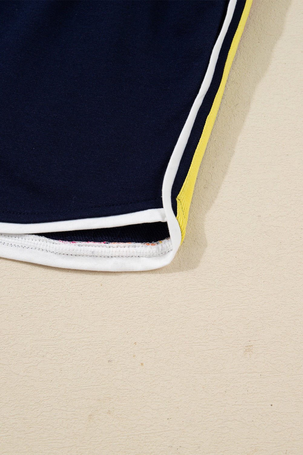Colourful Striped Accent Varsity Long Sleeve Pullover and Shorts Co-ord Set